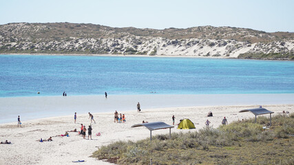 Fototapeta premium Ocean and Beach Landscape at Coral Bay in Western Australia.
