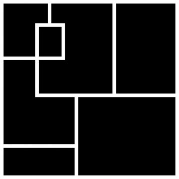 Vector mood board of seven frames. Black photo collage templates.