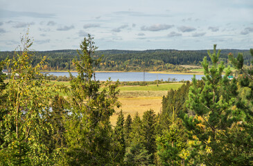 View from Kuhavuori mountain in Vakkosalmi park. Sortavala (Serdobol). Republic of Karelia. Russia