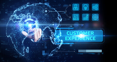 Fototapeta premium CUSTOMER EXPERIENCE inscription, social networking concept. Business, Technology, Internet and network concept.