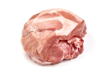 Raw pork ham, pork meat, isolated on white background
