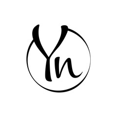 YN letter Logo Design vector Template. Abstract Script Letter YN Vector Illustration - obrazy, fototapety, plakaty