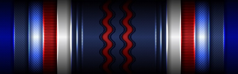 abstract classic red geometric metallic on dark blue background