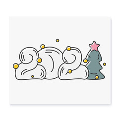 New year 2021 color icon. Christmas and New Year celebration concept. Holidays decoration, greeting card, banner, logo, image for typography and design. Isolated vector illustration