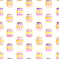 This is a seamless pattern of Easter eggs on a white background. Wrapping paper.
