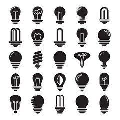 light bulb icons set vector illustration glyph design