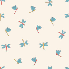 Dragonfly childish seamless pattern for kids - for fabric, wrapping, textile, wallpaper, background.