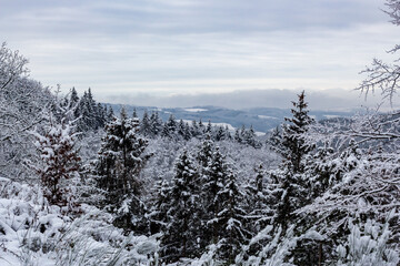 Hike through snow from Hohe Acht to Adenau, near N&uuml;rburgring Nordschleife