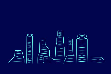 Black night town Line. Pop Art logo. Colorful design with dark background. Abstract vector illustration. Isolated black background for t-shirt