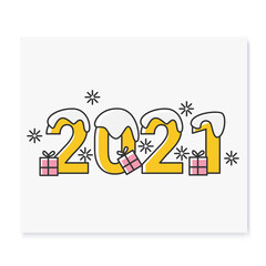 New year 2021 color icon. Christmas and New Year celebration concept. Holidays decoration, greeting card, banner, logo, image for typography and design. Isolated vector illustration