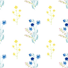 Obraz na płótnie Canvas Seamless pattern wrapping paper Wallpaper field of wildflowers