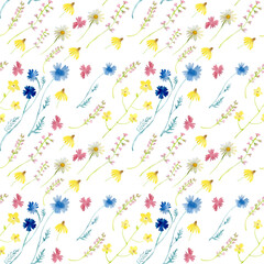 Fototapeta premium Seamless pattern wrapping paper Wallpaper field of wildflowers