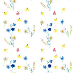 Fototapeta na wymiar Seamless pattern wrapping paper Wallpaper field of wildflowers