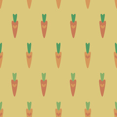 Simple cartoon style carrots seamless vector pattern. Cute surface print design for fabrics, stationery, scrapbook paper, gift wrap, textiles, home decor, and packaging.