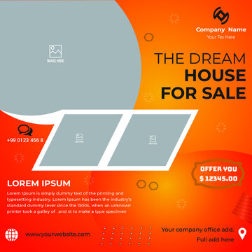 Real estate social media post template Vector illustration. Can USE social media and web ads