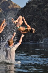 person doing a flip in the water