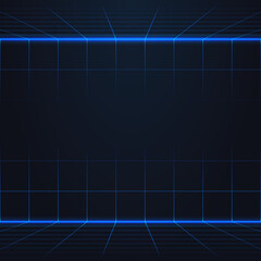 colorful simple vector illustration in retro futurism style of two horizontal shiny lines and grid