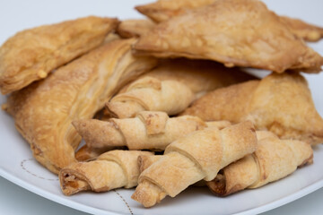 Shortbread cookies on a white plate. Party filled.