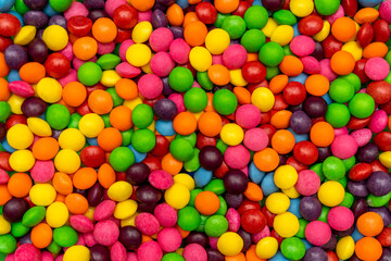 Many colorful candies close up