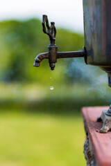 Drop of water falling from the samovar