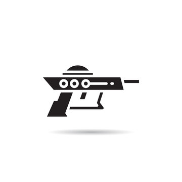 Blaster, Laser Gun, Futuristic Gun Icon On White Background