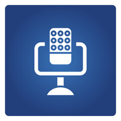 microphone icon on blue background vector