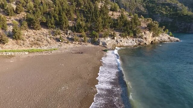 Drone Fly Over a Silent Beach
