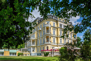 Fototapeta premium Spa architecture - small spa city Frantiskovy Lazne (Franzensbad) - Region Karlovy Vary - Czech Republic