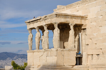 Athens - December 2019: view of Old Temple of Athena