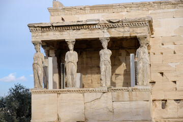 Athens - December 2019: view of Old Temple of Athena