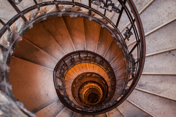 spiral staircase in the church - obrazy, fototapety, plakaty