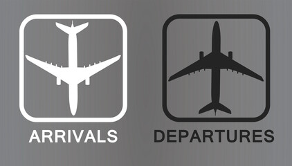 Arrivals and departures sign. vector