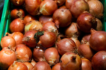 Obraz premium Basket full of healthy onions