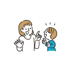 なにかに気づいた子どもとお母さん