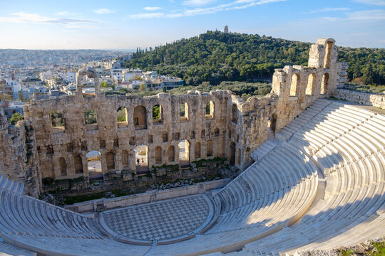 Athens - December 2019: view of Theatre of Dionysus © Matteo