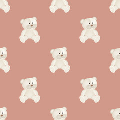 Print with cubs. Background with cute polar bears. Animals silhouette background