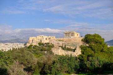 Fototapeta na wymiar Athens - December 2019: view of the Acropolis