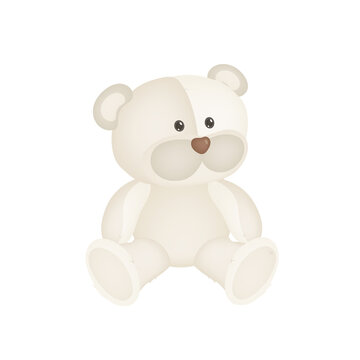 Cute sitting baby bear cartoon character. Vector illustration isolated on white background.