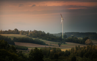 wind turbine at sunset