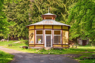 Pavilion of mineral water spring in spa park - Marianske Lazne (Marienbad) - Czech Republic
