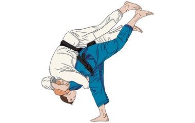 Judo throw harai goshi illustration