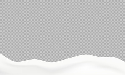 Flowing realistic liquid mayonnaise on transparent background.Spreading cheese, cream, milk, cream or yogurt.