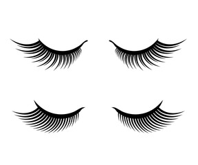 Long eyelashes on a white background. Vector illustration.