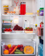fridge with fruits