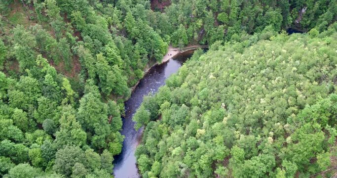 Aerial view of the Kolpa (Kupa) River in its canyon
