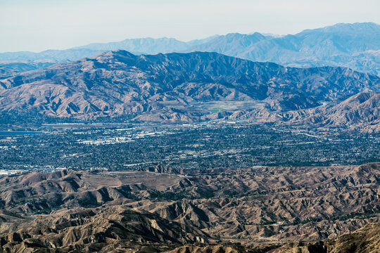 Aerial view towards Sylmar and San Fernando in Los Angeles California.  