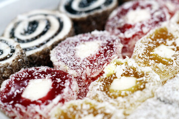 A set Turkish Delight (Lokum), tasty colored food