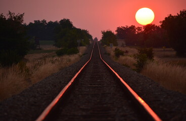 sunset over the railroad