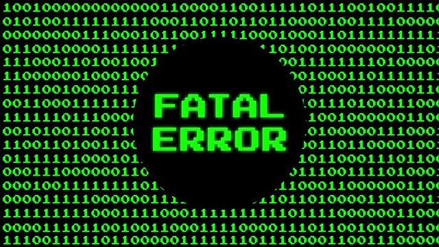 fatal error text on binary code.4k video.can be used for Explainer Video.green background