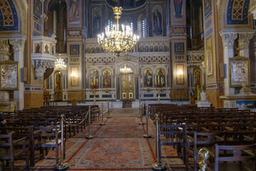 Fototapeta premium Athens - December 2019: internal of Metropolitan Cathedral of Athens